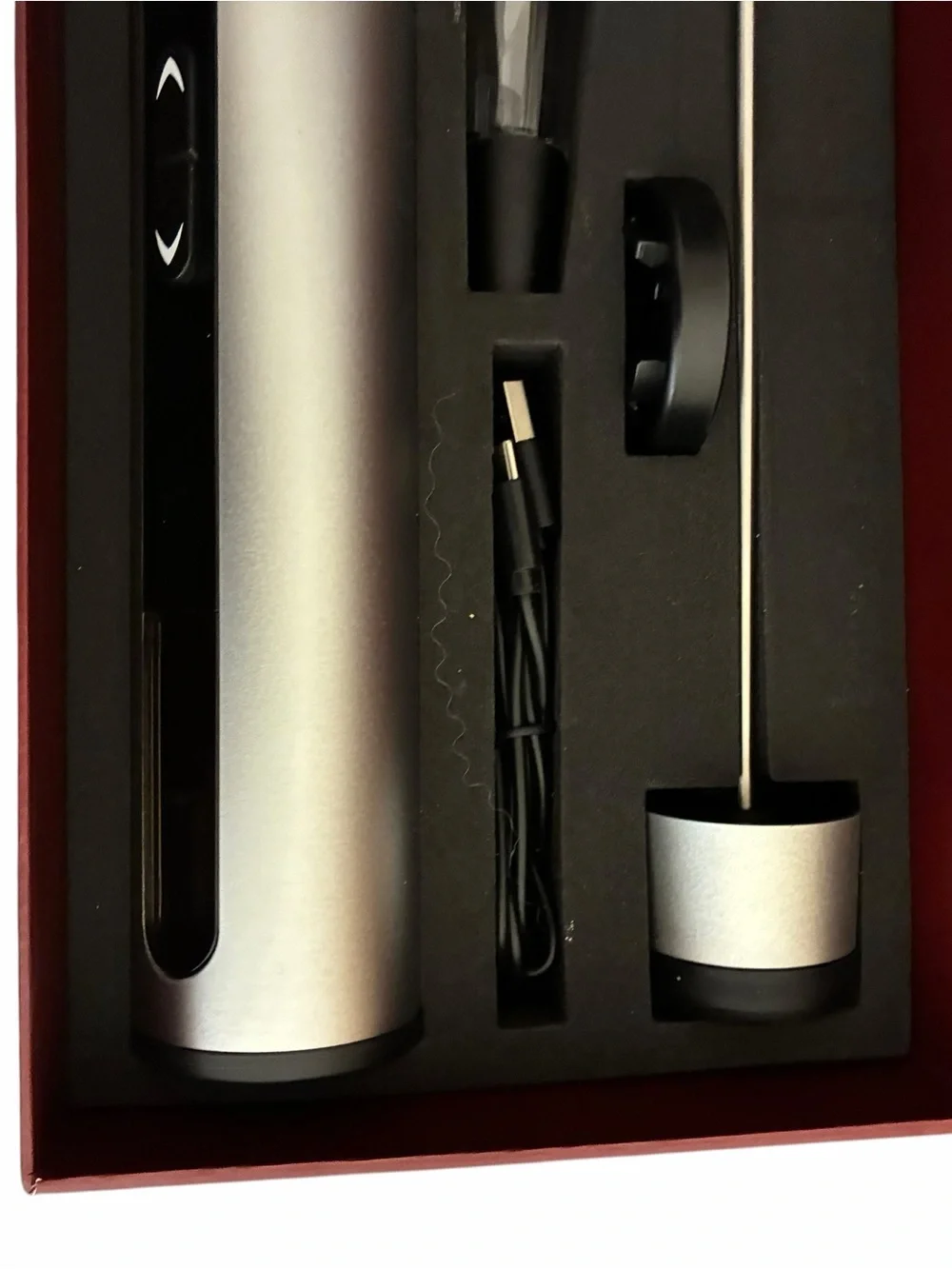 Fresko Vino Tok Electric Wine Opener Set Rechargeable Automatic Corkscrew Silver